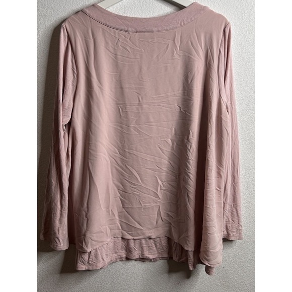 J Jill Wearever Collection 1X Boatneck Long Sleeve Blouse Pink - Picture 6 of 6